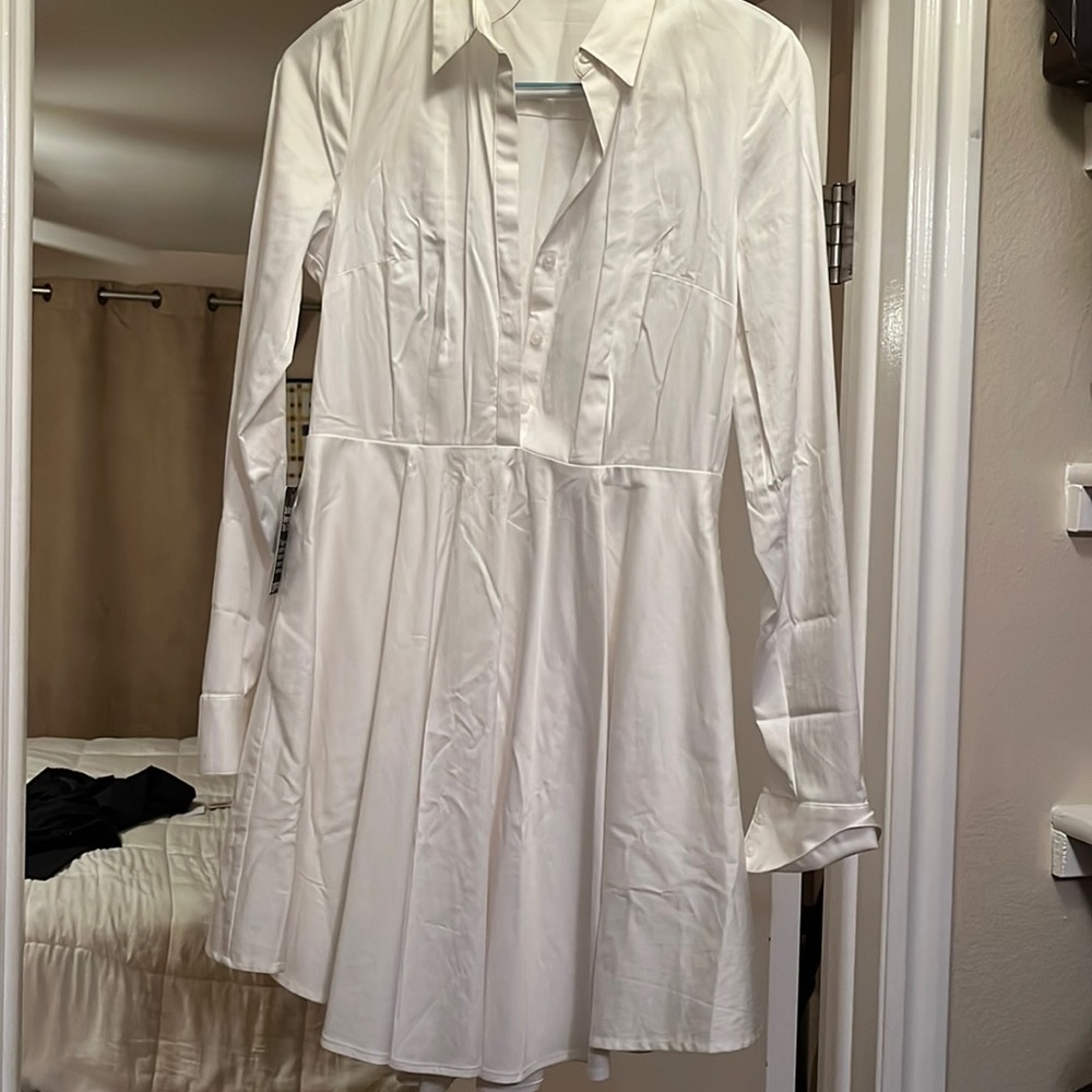 White express zip up collared pocket dress